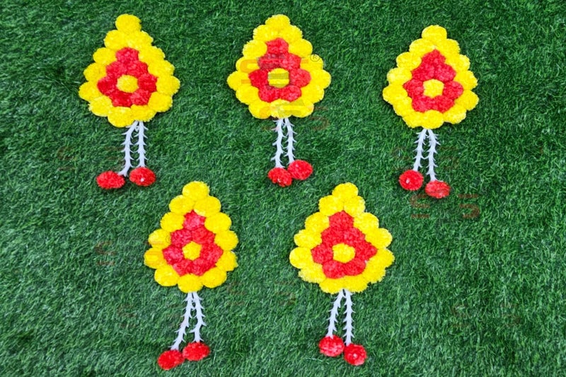 S2S Artificial Lilly Flowers Decoration at Home | Wedding Decorations, Event Decor | Easy Simple Backdrop (Orange & Yellow Lilly) (Pack of 5 Pcs) - Image 1