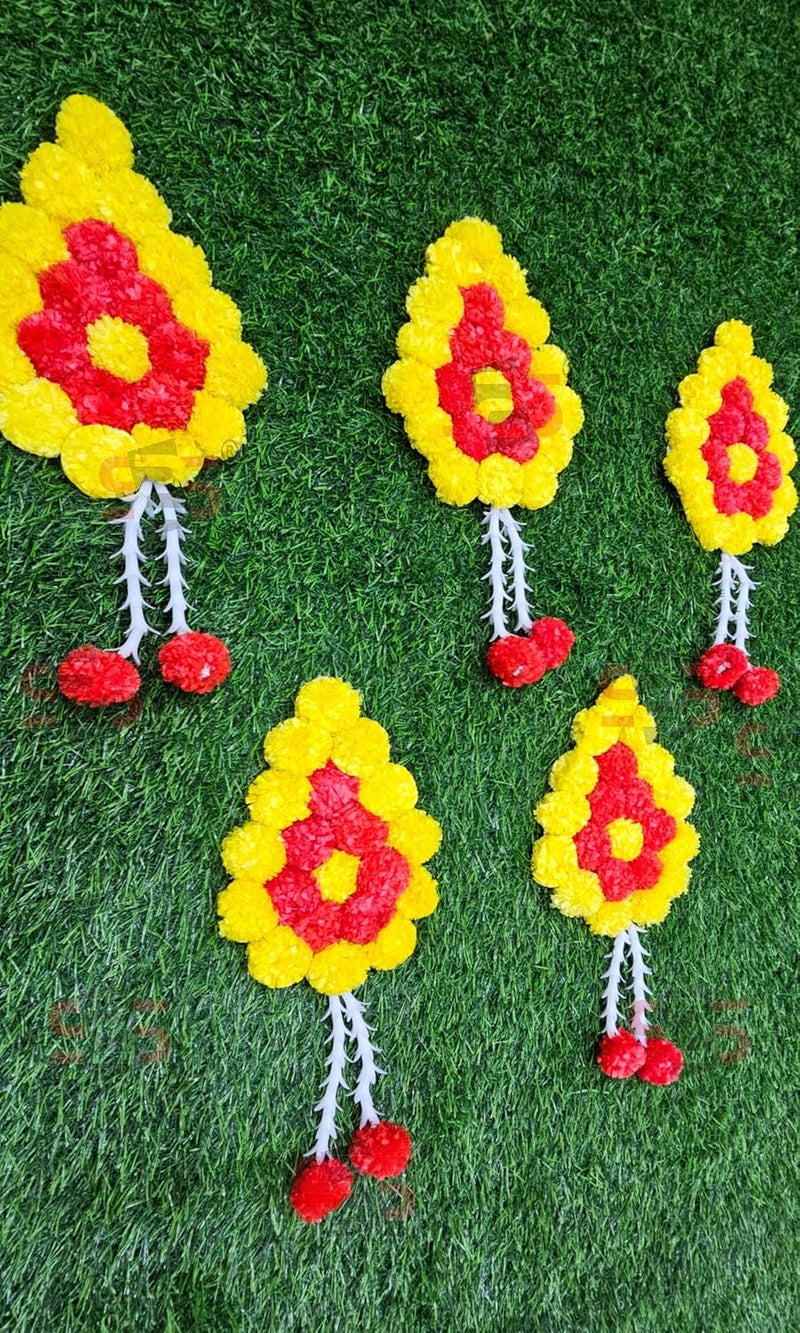 S2S Artificial Lilly Flowers Decoration at Home | Wedding Decorations, Event Decor | Easy Simple Backdrop (Orange & Yellow Lilly) (Pack of 5 Pcs) - Image 3