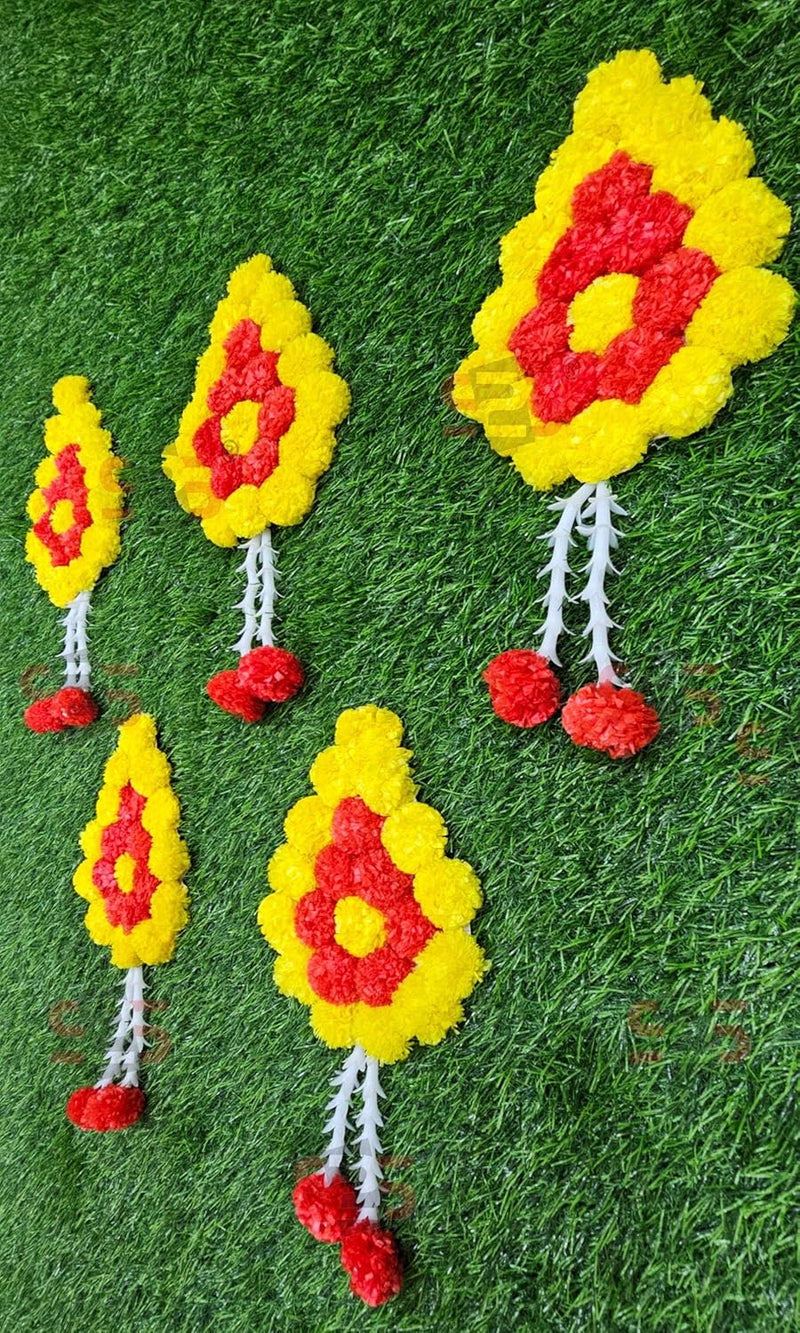 S2S Artificial Lilly Flowers Decoration at Home | Wedding Decorations, Event Decor | Easy Simple Backdrop (Orange & Yellow Lilly) (Pack of 5 Pcs) - Image 2
