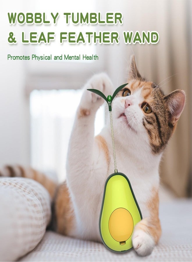 MITOCAPY 3-in-1 Catnip Toys for Cats with Feather Cat Toy Wand & Cat Treat Dispenser, Tumbler Interactive Christmas Cat Toys for Indoor Cats, Avocado Cat Puzzle Feeder, Funny Kitten Treats - Image 5