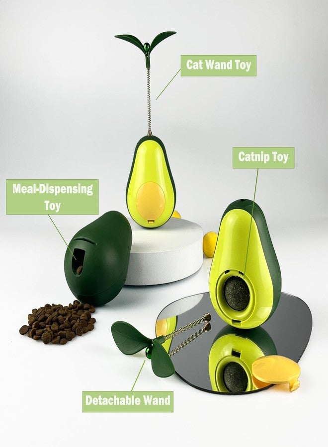 MITOCAPY 3-in-1 Catnip Toys for Cats with Feather Cat Toy Wand & Cat Treat Dispenser, Tumbler Interactive Christmas Cat Toys for Indoor Cats, Avocado Cat Puzzle Feeder, Funny Kitten Treats - Image 3