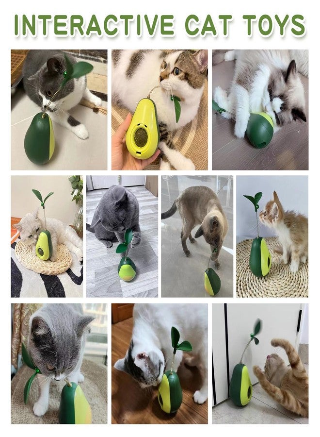 MITOCAPY 3-in-1 Catnip Toys for Cats with Feather Cat Toy Wand & Cat Treat Dispenser, Tumbler Interactive Christmas Cat Toys for Indoor Cats, Avocado Cat Puzzle Feeder, Funny Kitten Treats - Image 2