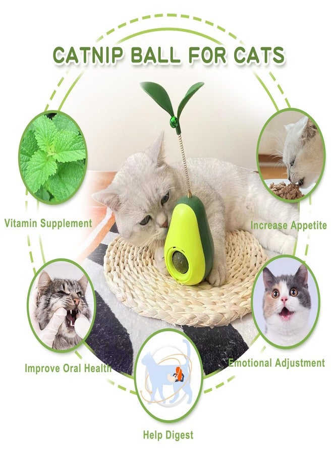 MITOCAPY 3-in-1 Catnip Toys for Cats with Feather Cat Toy Wand & Cat Treat Dispenser, Tumbler Interactive Christmas Cat Toys for Indoor Cats, Avocado Cat Puzzle Feeder, Funny Kitten Treats - Image 4