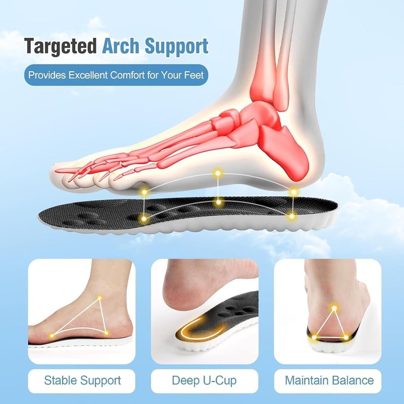 UTP 4D Cloud Orthotic Insoles for Men Women Memory Foam Arch Support Pain Relief for Flat Feet Plantar Fasciitis Shock Absorbing TrimtoFit Comfort Insoles Black EU 4142XL - Image 2