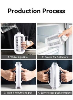 LEOKOR Portable Ice Hockey Maker 2 in 1 Ice Cube Tray with 17 Grid Cube Molds for Coffee, Milk, Tea, Juice  - Image 4