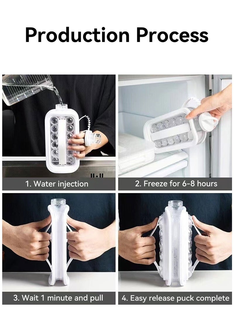 LEOKOR - Portable Ice Hockey Maker 2 in 1 Ice Cube Tray with 17 Grid Cube Molds for Coffee, Milk, Tea, Juice - Image 1