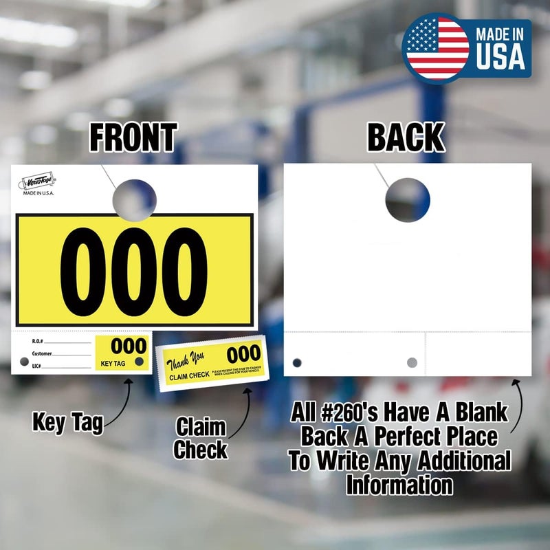 Versa-Tags 1000 Car Dealer Service Hang Tags Mechanic Repair Shop 3 Part Control System RL78 - Yellow (000-999) - Image 3