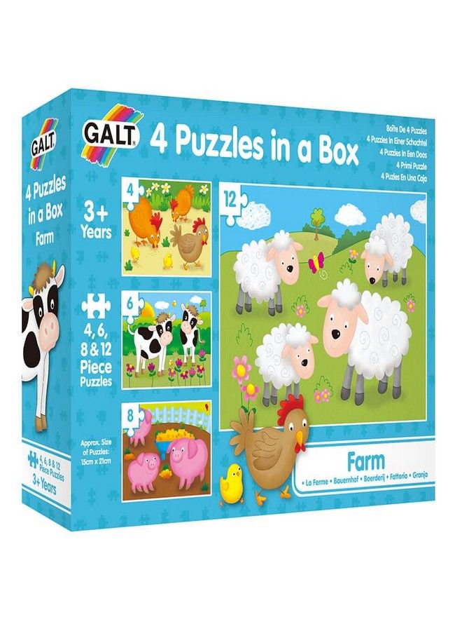 Galt Toys, 4 Puzzles In A Box - Farm, For Ages 36, multi-colored, 12 - Image 1