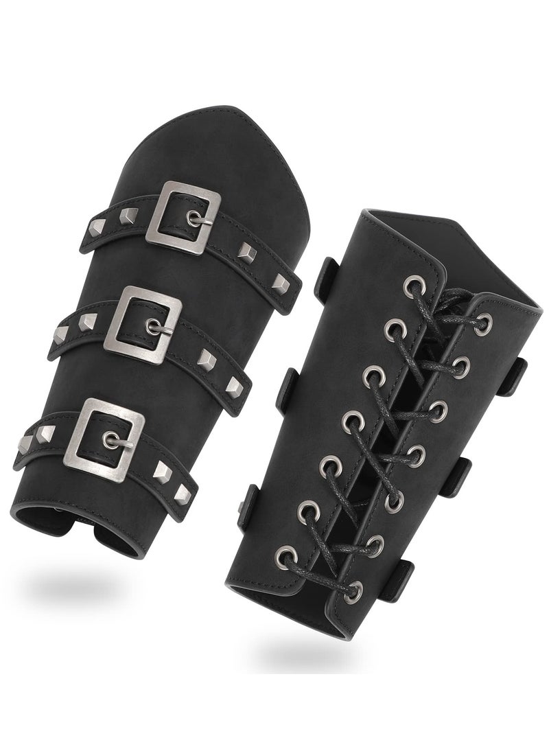 Excefore Arm Bracers for Men Women, Faux Leather Medieval Gauntlet Wristband Unisex Cosplay Bracers  - Image 1