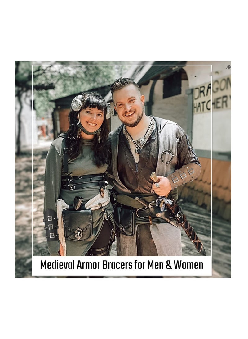 Excefore Arm Bracers for Men Women, Faux Leather Medieval Gauntlet Wristband Unisex Cosplay Bracers  - Image 5