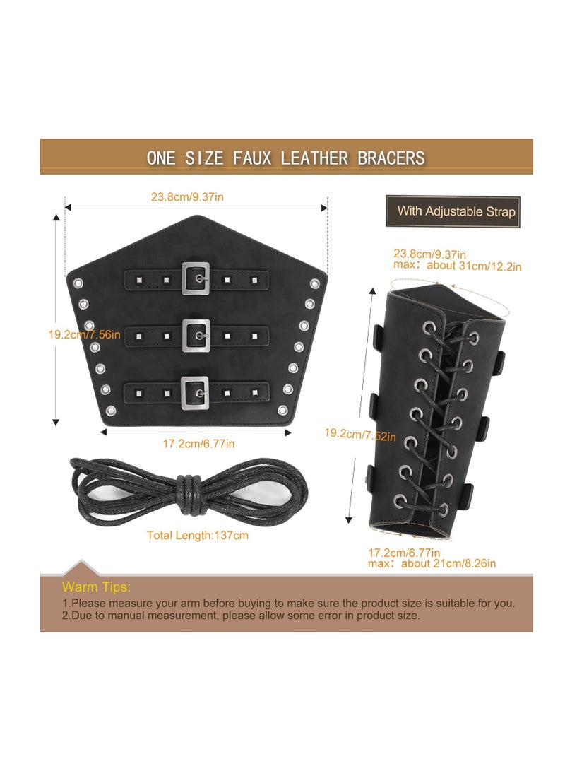 Excefore Arm Bracers for Men Women, Faux Leather Medieval Gauntlet Wristband Unisex Cosplay Bracers  - Image 4