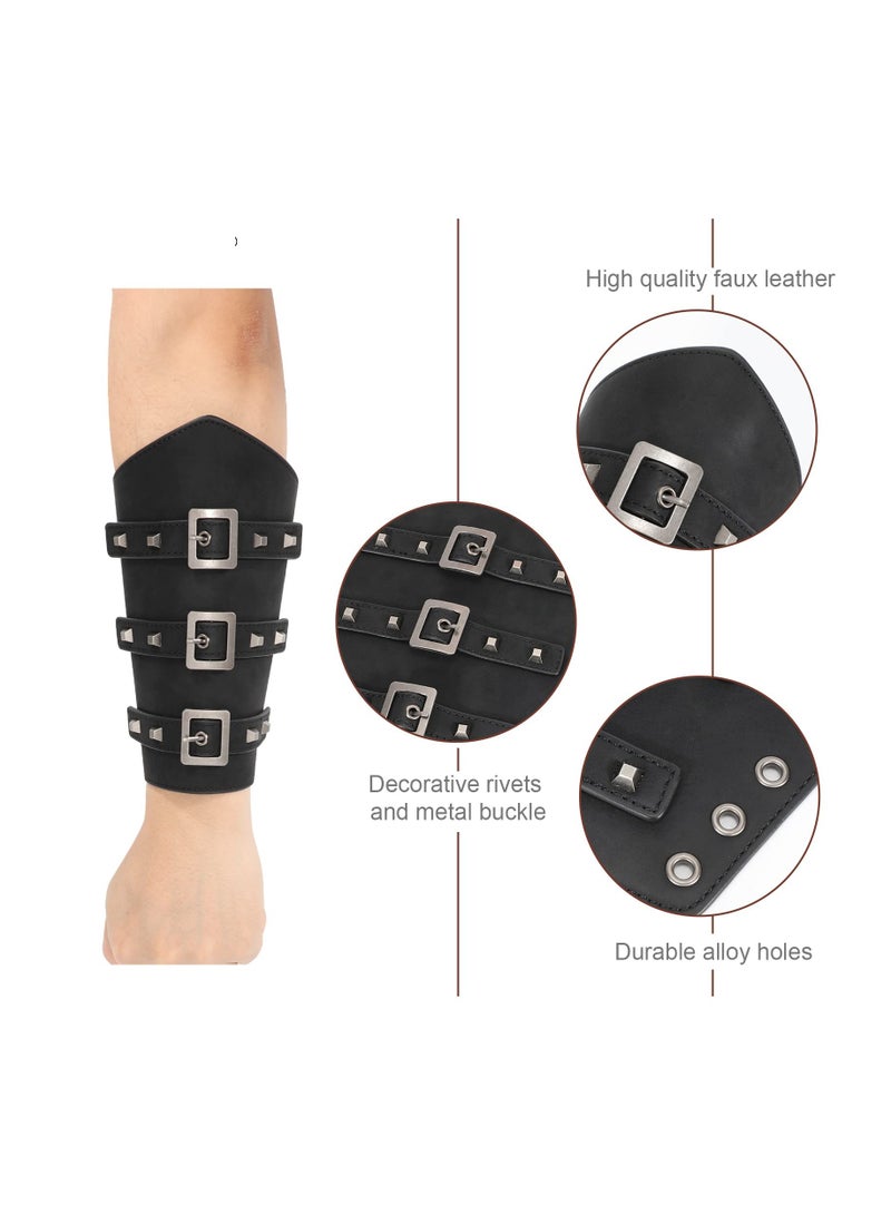 Excefore Arm Bracers for Men Women, Faux Leather Medieval Gauntlet Wristband Unisex Cosplay Bracers  - Image 3