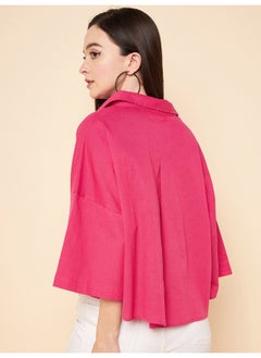 HIGH STAR Oversized Solid Cotton Pink Casual Shirt for Women  - Image 2