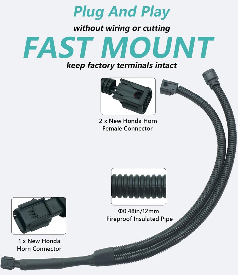 NEOGET Car Horn 1 to 2 Connector Converter Wiring Harness for Honda Models - Image 4