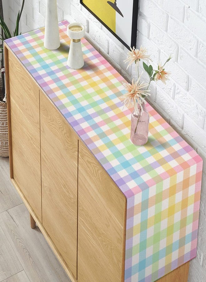 Pudodo Easter Buffalo Plaid Check Table Runner Spring Holiday Farmhouse Fireplace Kitchen Dining Room Home Party Decoration (13" x 72") - Image 4