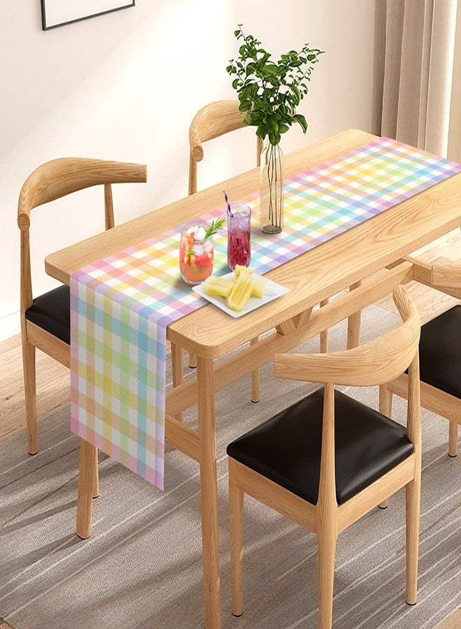 Pudodo Easter Buffalo Plaid Check Table Runner Spring Holiday Farmhouse Fireplace Kitchen Dining Room Home Party Decoration (13" x 72") - Image 3