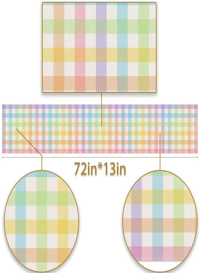 Pudodo Easter Buffalo Plaid Check Table Runner Spring Holiday Farmhouse Fireplace Kitchen Dining Room Home Party Decoration (13" x 72") - Image 2