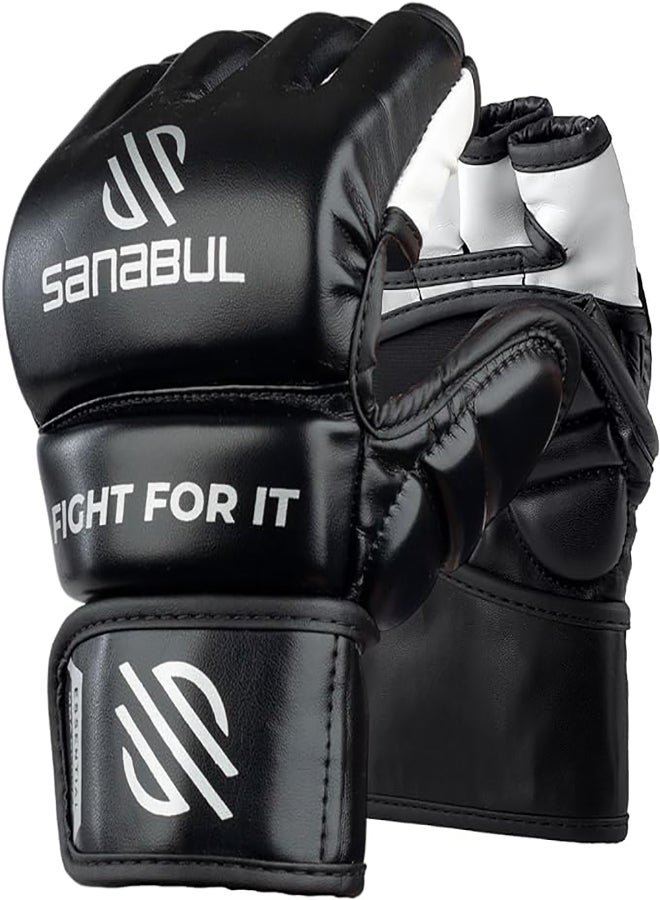 Essential MMA Gloves for Men & Women | Professional Sparring Fight Gloves | Ideal for Grappling, Kickboxing & Bag Training | Trusted by Pro Fighters, Black/Metallic Silver