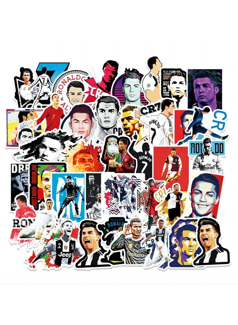 50-Piece Cristiano Ronaldo Cute Vinyl Waterproof Sticker
