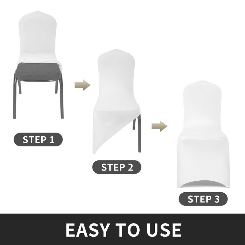 Peomeise 6pcs Stretch Spandex Chair Cover for Wedding Party Dining Banquet Event (White, 6) - Image 4
