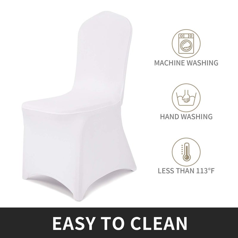 Peomeise 6pcs Stretch Spandex Chair Cover for Wedding Party Dining Banquet Event (White, 6) - Image 3