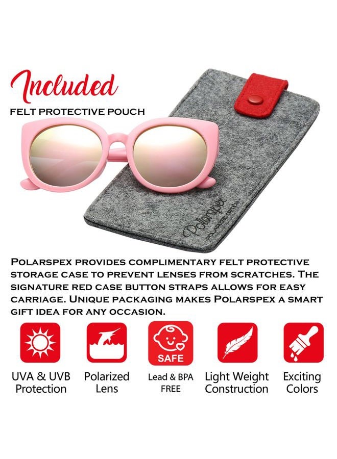 Polarspex Girls Elastic Cateye Kids Toddler Polarized Sunglasses - BPA Free (Princess Pink | Pink Quartz) - Image 2