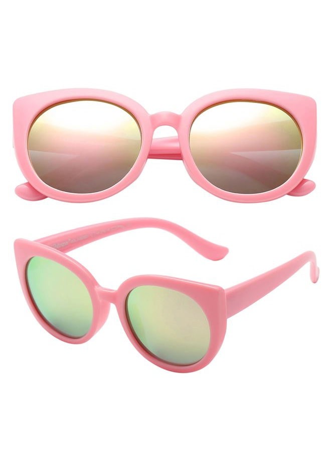 Polarspex Girls Elastic Cateye Kids Toddler Polarized Sunglasses - BPA Free (Princess Pink | Pink Quartz) - Image 1