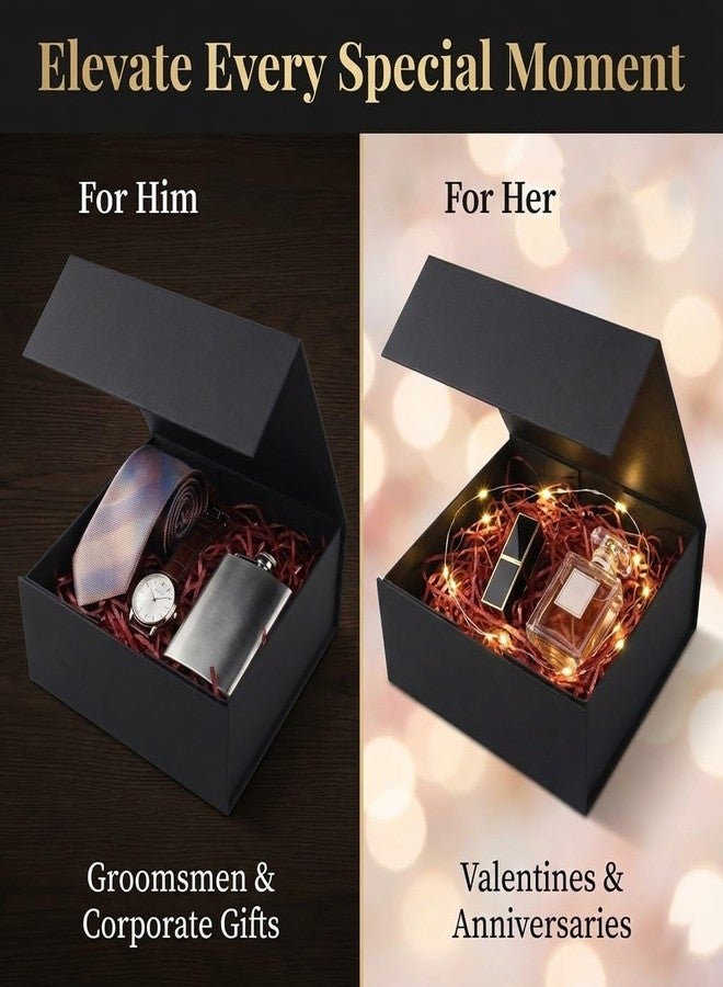 Rsgift Large Black Gift box Graduation gift card box 12.9x9.8x4.7 2pcs packaging flower gift boxes for presents birthday fathers day Gift Box with Magnet Closure - Image 3