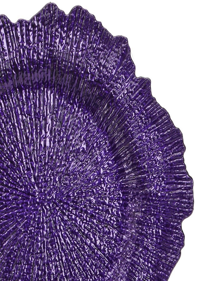 WUWEOT 12 Pack Purple Charger Plates, 12.7" Plastic Reef Dinner Under Plate, Round Charger Service Base Plate Bulk with Ruffled Rim for Party, Wedding, Catering Event, Tabletop Decor - Image 3