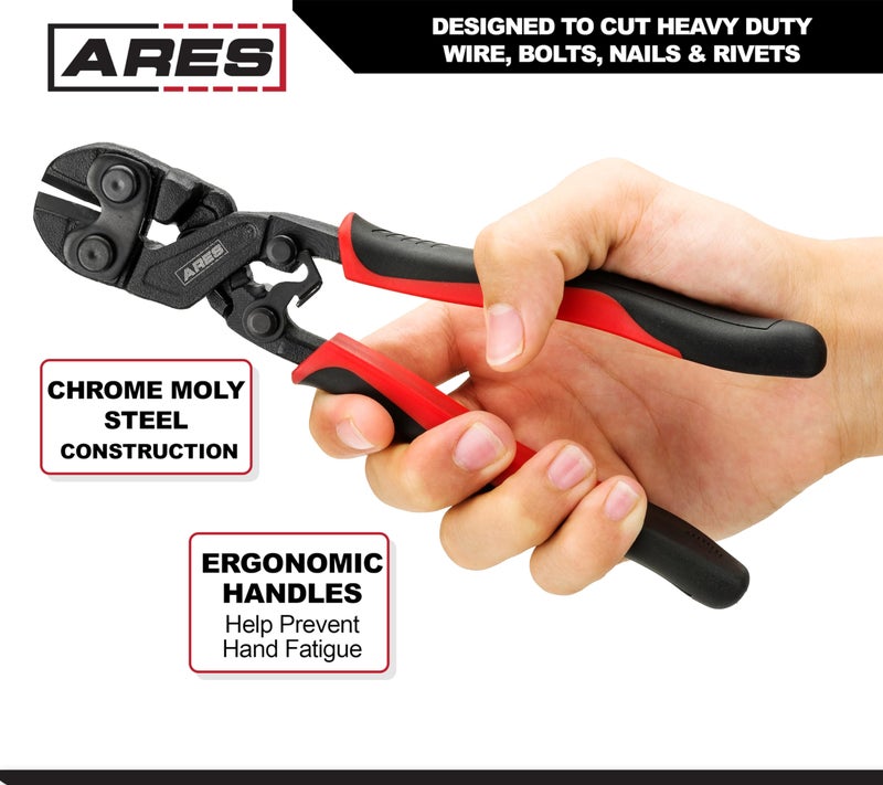 ARES 70664-8-Inch Mini Bolt Cutter - Chrome Moly Steel Construction & Induction Hardened Cutting Edges - Designed for Heavy Duty Wire, Bolt, Nail & Rivet Cutting - Image 3