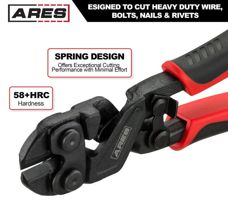 ARES 70664-8-Inch Mini Bolt Cutter - Chrome Moly Steel Construction & Induction Hardened Cutting Edges - Designed for Heavy Duty Wire, Bolt, Nail & Rivet Cutting - Image 4