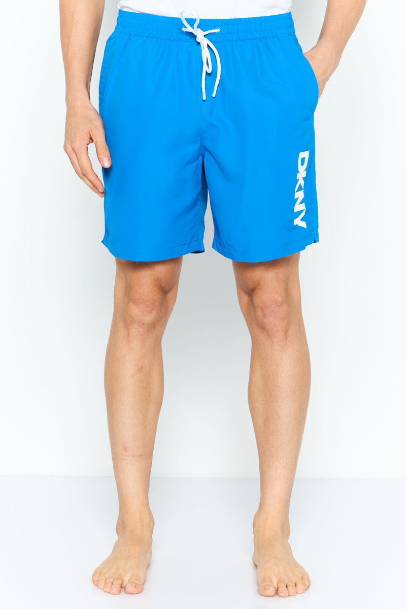 DKNY Men Brand Logo Board Shorts, Blue - Image 1