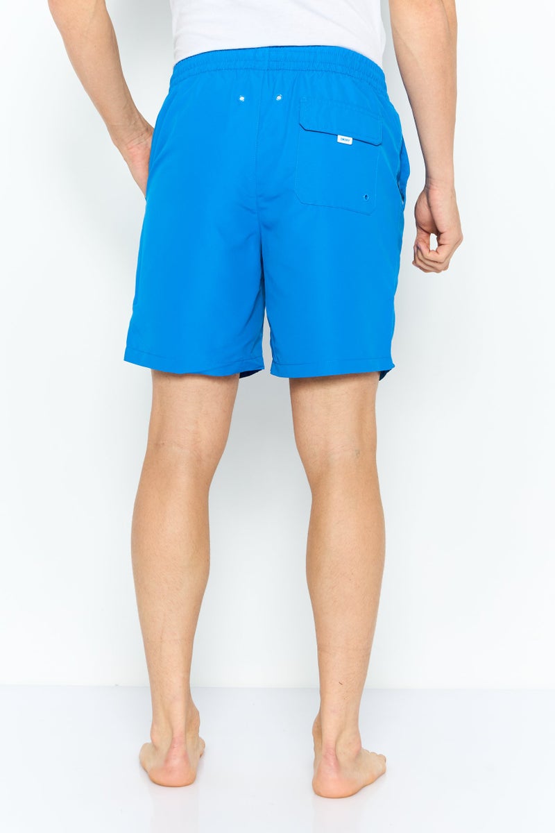 DKNY Men Brand Logo Board Shorts, Blue - Image 4