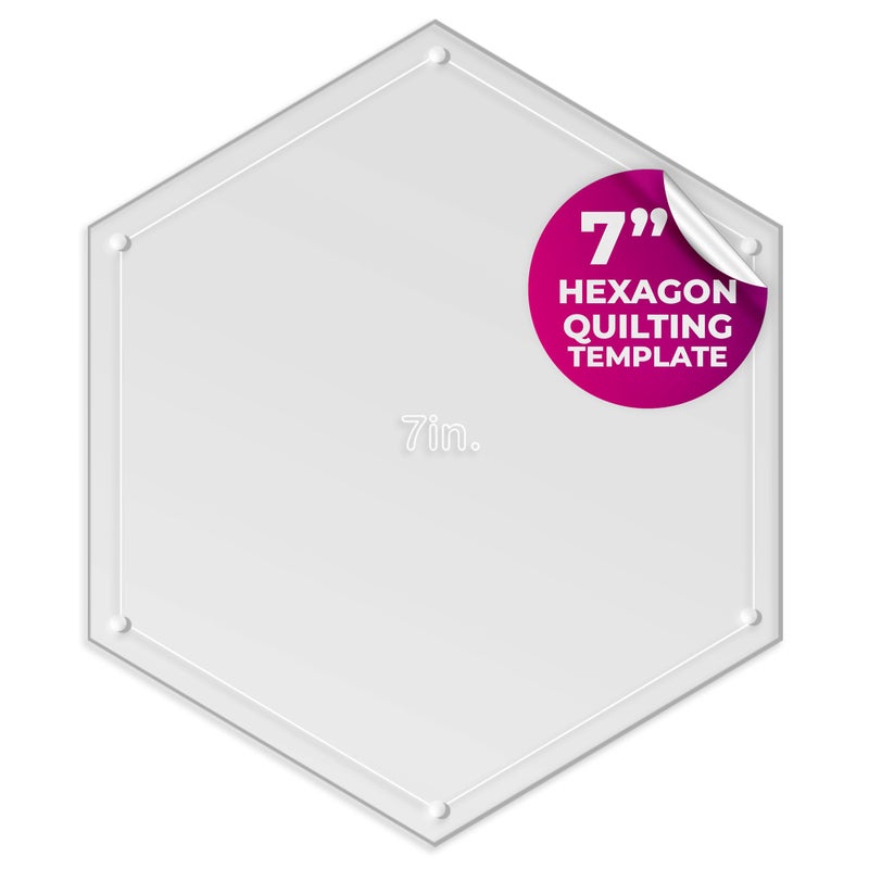 LaserThing Hexagon Quilting Template Set 7 with 14 Seam Allowance Durable Acrylic Templates for Quilting Patchwork Crafting Sewing Projects Clear Templates for Accurate Designing