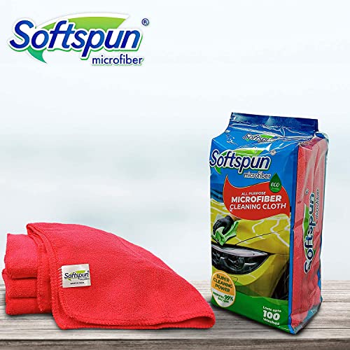 SOFTSPUN Microfiber Cleaning Cloth 4 pcs 40x60cm 340 GSM Red Thick Lint & Streak-Free Super Absorbent Multipurpose Wash Towels for Kitchen Car Window Stainless Steel & Silverware Pack of 4. - Image 2