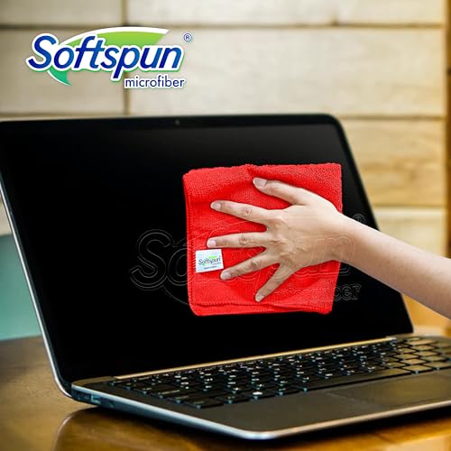 SOFTSPUN Microfiber Cleaning Cloth 4 pcs 40x60cm 340 GSM Red Thick Lint & Streak-Free Super Absorbent Multipurpose Wash Towels for Kitchen Car Window Stainless Steel & Silverware Pack of 4. - Image 3