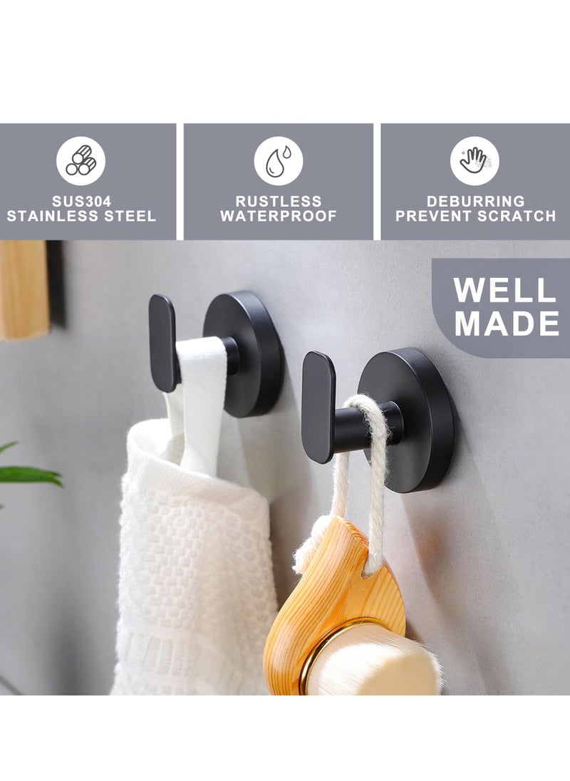 Excefore - 4 Pack Wall Hooks Heavy Duty, Adhesive Hooks, Coat Hooks Wall Hooks Stick on Bathroom, Nail Free Utility Hooks for Kitchen, Closet, Cabinet, Toilet, Ceiling, Door, Matte Black - Image 1