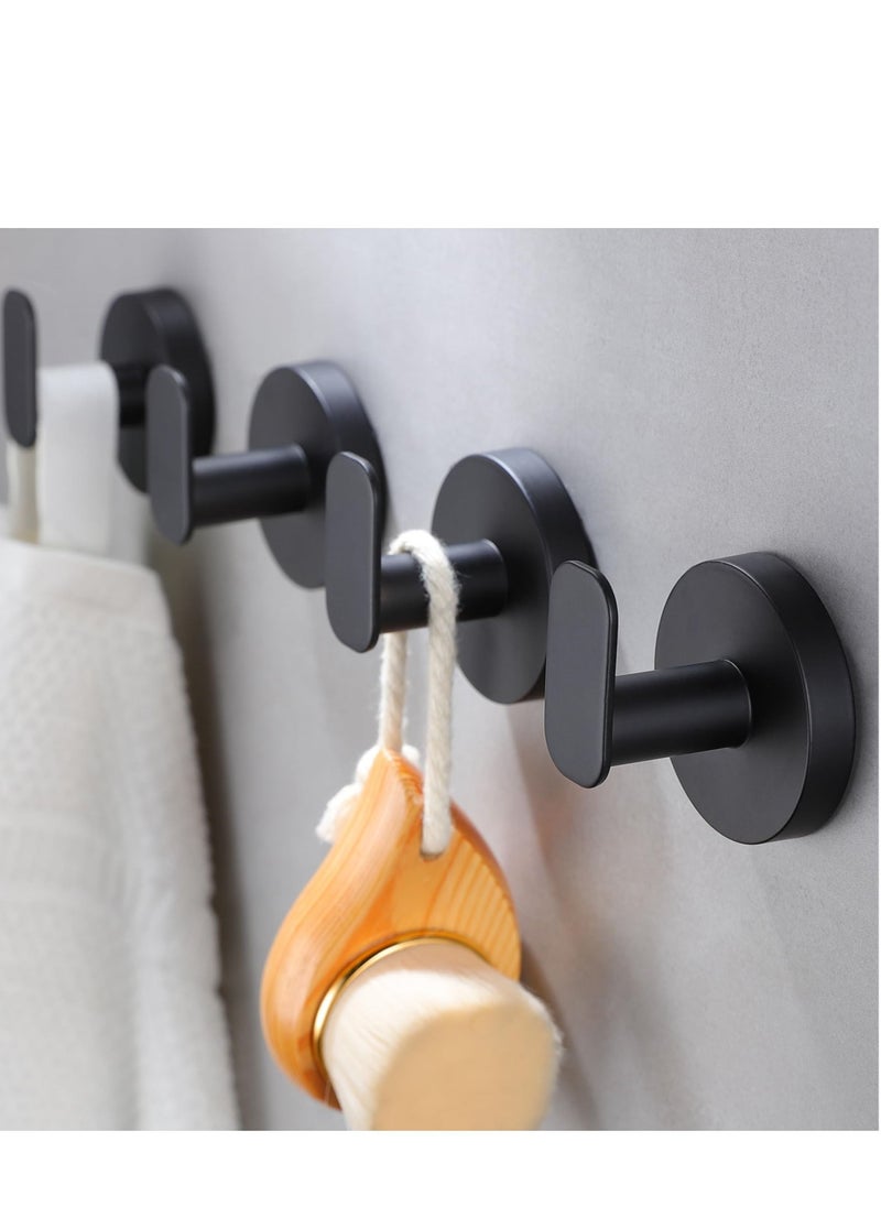 Excefore - 4 Pack Wall Hooks Heavy Duty, Adhesive Hooks, Coat Hooks Wall Hooks Stick on Bathroom, Nail Free Utility Hooks for Kitchen, Closet, Cabinet, Toilet, Ceiling, Door, Matte Black - Image 1
