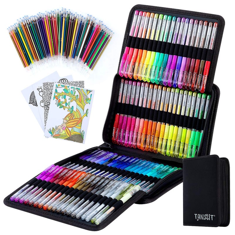 TANMIT Glitter Gel Pens, 160 Pack Glitter Pen with Case for Adults Coloring Books, Artist Colored Gel Markers with 40% More Ink for Drawing Scraobooking Writing Doodling - Image 1