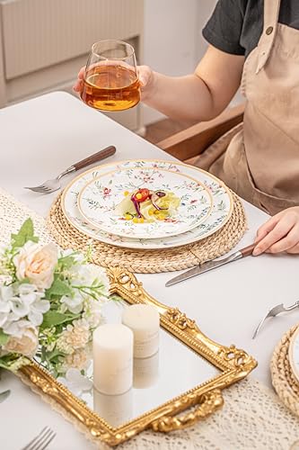 FHGNYSM Bone China Plates and Bowels,12-Pieces Dinnerware Sets, Highly Chip and Crack Resistant, Dishwasher & Microwave Safe Dishes Set, Dense and Translucence - Image 5