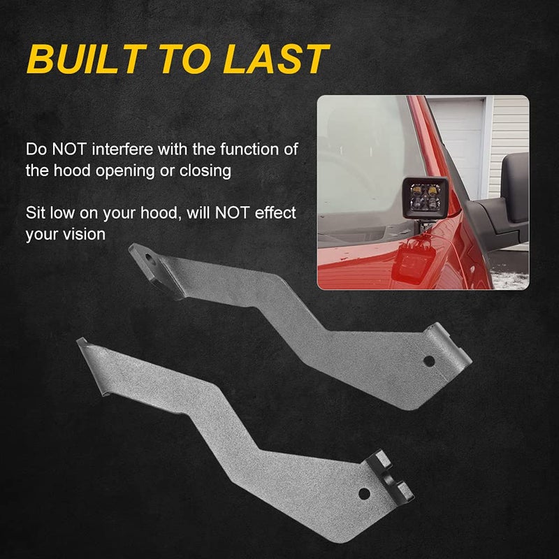 Samman F150 Hood Ditch Light Mount Raptor Engine Hood Hinge LED Pods Mounting Brackets for Cube LED Pods Antenna Compatible with Ford F150 2004-2014 & 1st Gen SVT Raptor - Image 5
