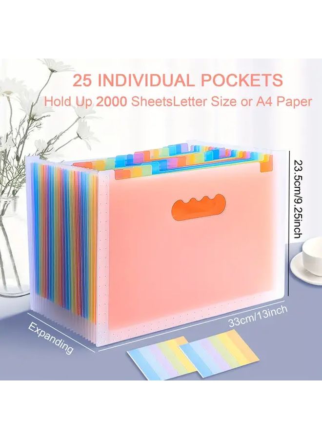 Large Capacity A4 Expandable Folder 25 Layers Transparent Rainbow Storage Bag Holds 2000 Sheets - Image 2
