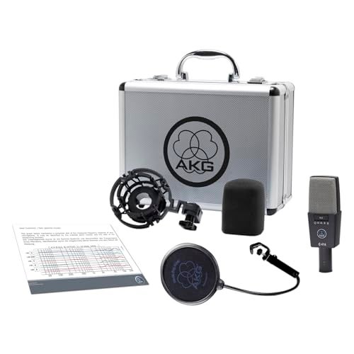 AKG Pro Audio C414 XLS Studio Grade Professional Large Diaphragm Vocal and Instrument Condenser Microphone with Rugged Aluminum Carrying Case. XLR Connector. Gray with Gold - Image 4