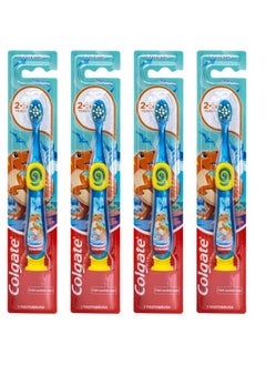 Colgate Dinosaur Toothbrush for Children with Suction Cup, Kids 2-5 Years Old, Extra Soft - Pack of 4