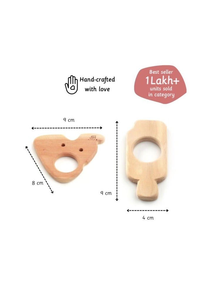 Ariro Wooden Teethers Set for Babies - Neem Cheese & Ice Cream Stick, Immunity Boosting, Anti-Bacterial, 3M+ - Image 2
