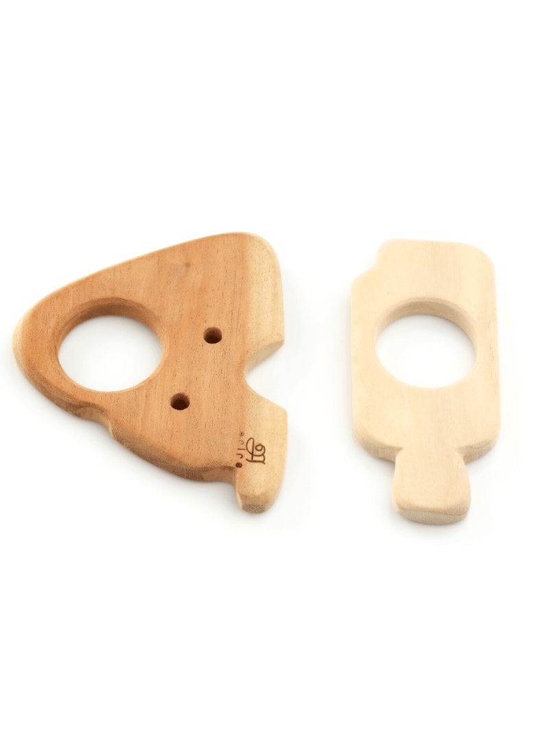 Ariro Wooden Teethers Set for Babies - Neem Cheese & Ice Cream Stick, Immunity Boosting, Anti-Bacterial, 3M+ - Image 1