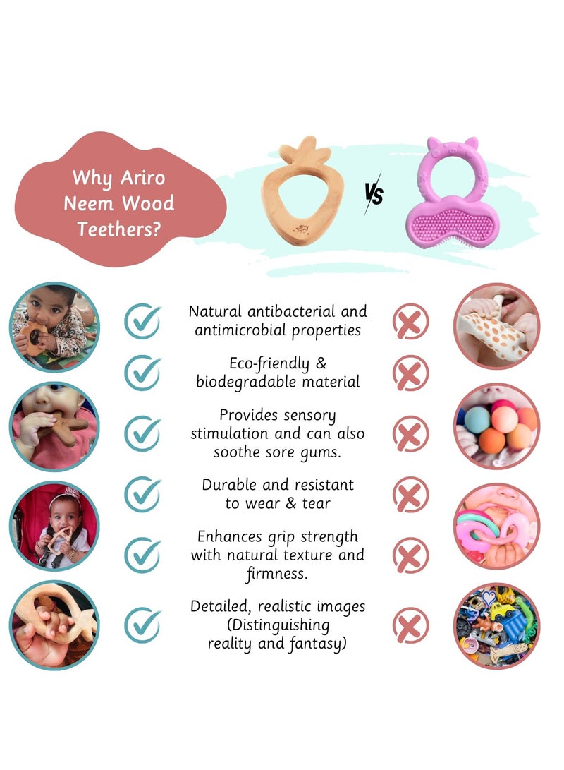 Ariro Wooden Teethers Set for Babies - Neem Cheese & Ice Cream Stick, Immunity Boosting, Anti-Bacterial, 3M+ - Image 5