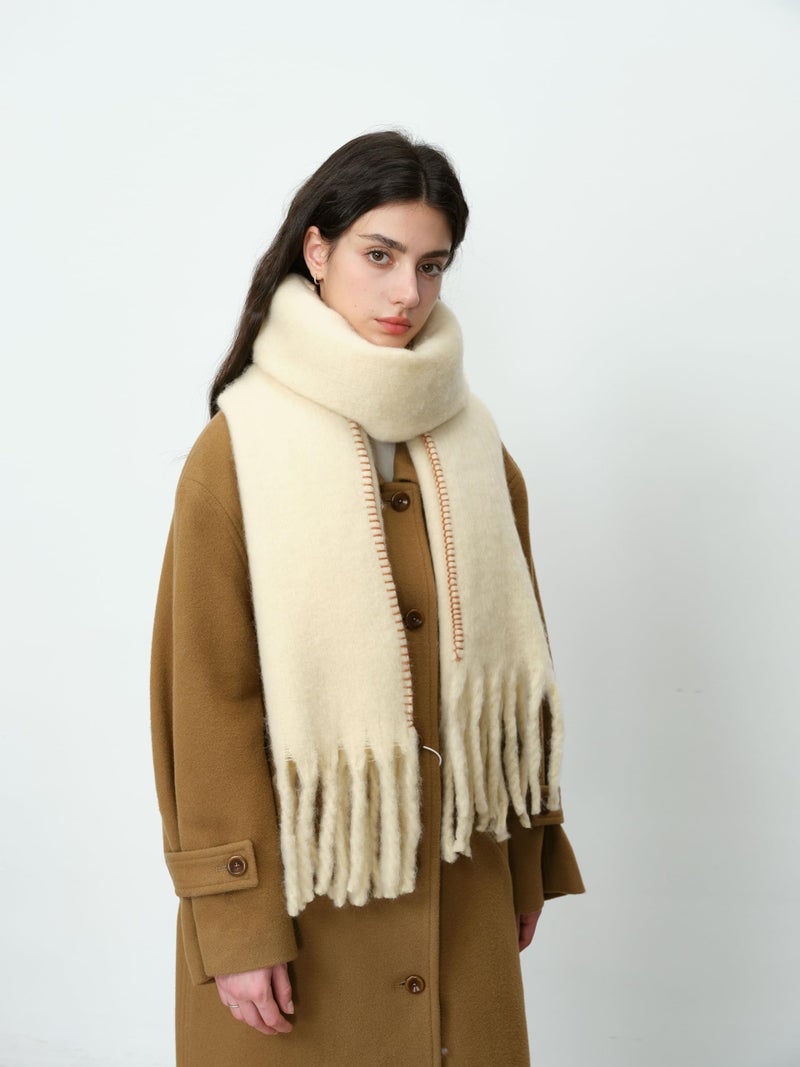 MININAI Soft Cashmere Feel Scarf Soft Winter Scarves for Women Long Shawl Large Scarf Cold Weather Thick Blanket Shawl Wrap (Beige) - Image 3