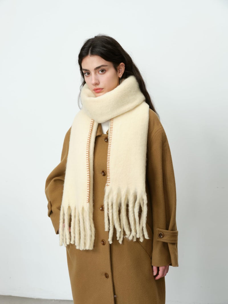 MININAI Soft Cashmere Feel Scarf Soft Winter Scarves for Women Long Shawl Large Scarf Cold Weather Thick Blanket Shawl Wrap (Beige) - Image 4