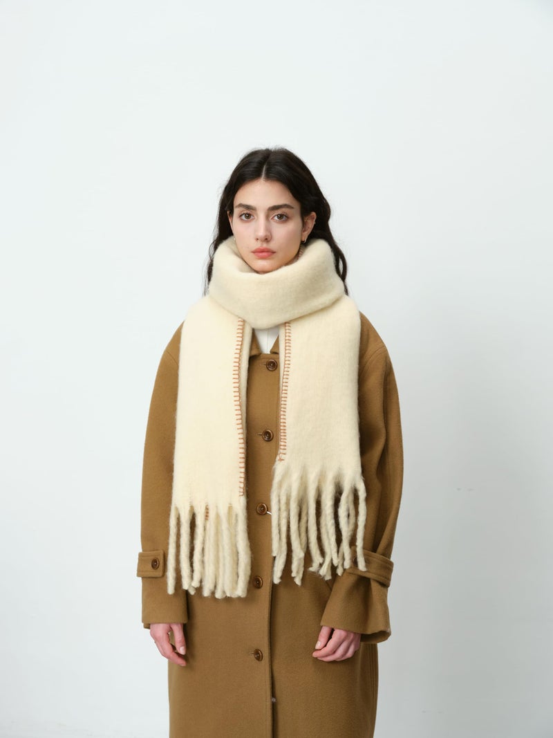 MININAI Soft Cashmere Feel Scarf Soft Winter Scarves for Women Long Shawl Large Scarf Cold Weather Thick Blanket Shawl Wrap (Beige) - Image 2